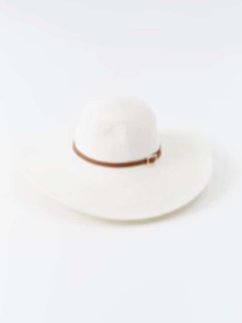 Melissa Odabash Jemima Floppy Wide Brim Hat, White and Tan Leather Trim - Picture 3 of 14